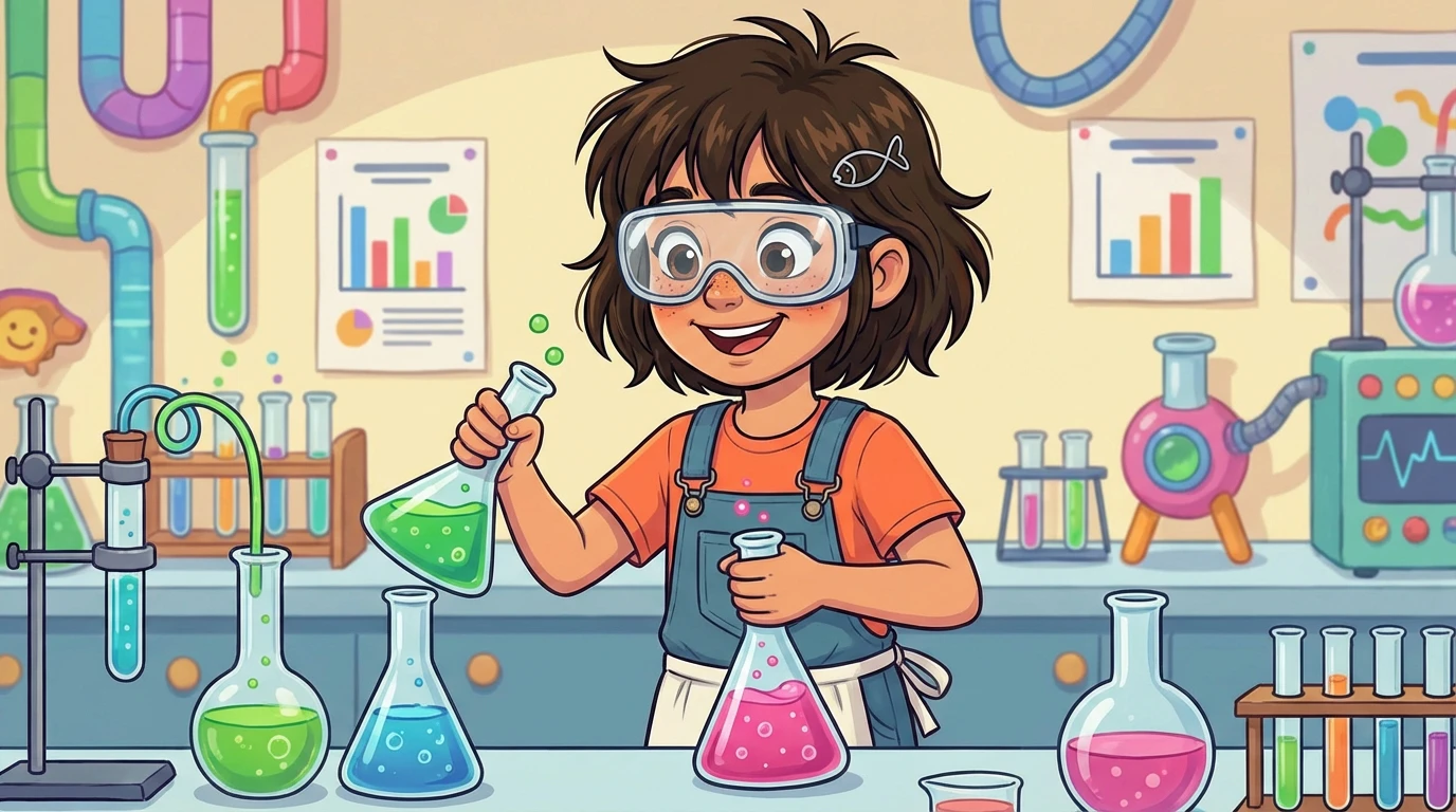 Mira conducting a safe chemistry experiment